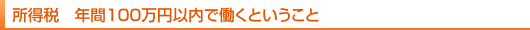 所得税 年間100万円以内で働くということ